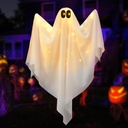 Brightown Halloween Hanging Ghost Lights with Voice Activated for Spooky Scream & Bobbing Motion, Halloween Decoration with Posable Arms for Indoor/Outdoor Party, Festival, Porch, Patio (Warm White)