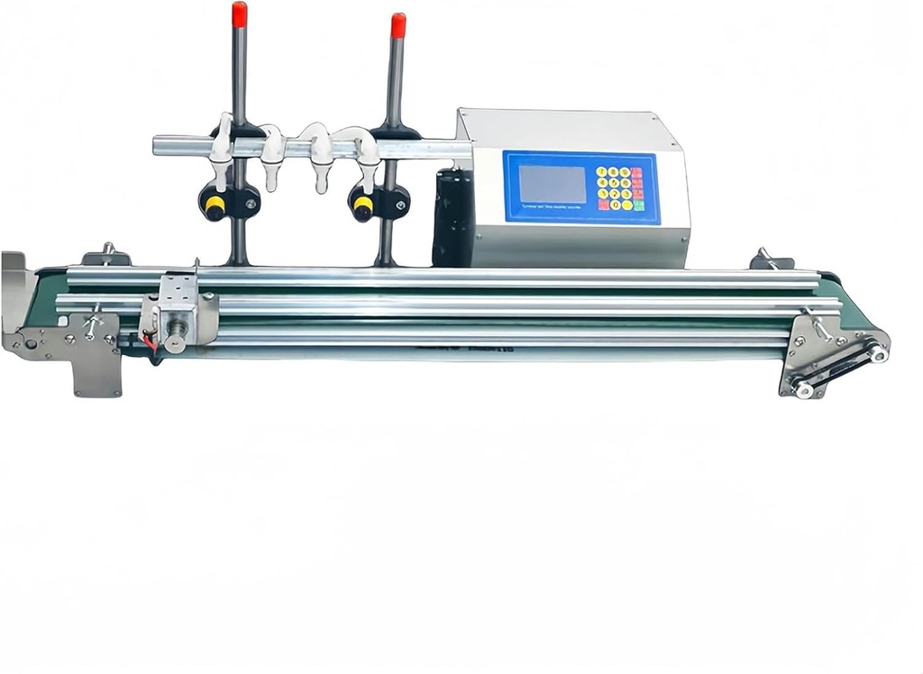 Liquid Filling Machine 4-Head, 1-500ml Bottle Filler with Belt Conveyor for Juice, Wine, Detergent - High Efficiency 4x1.2 L/MIN, Closed-Loop Version