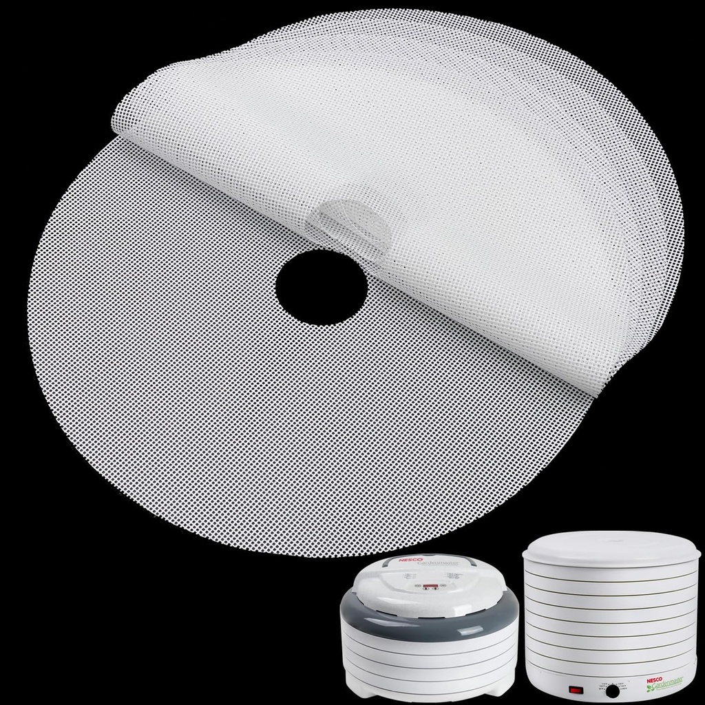 GUCUJI Round Silicone Dehydrator Sheets for NESCO FD-1010 FD-1018A FD-1040 FD-1040P, Non-Stick BPA Free, Pack of 8 (Premium Reusable Food Dehydrator Mesh Mats)