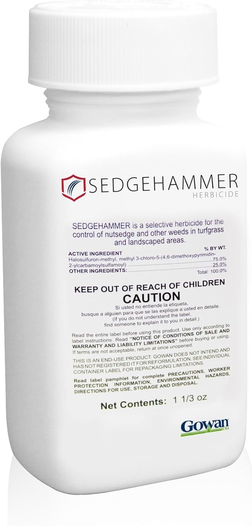 Herbicide - 1 Pack of 1.33oz Bottle of USA-Made Post-Emergent Nutsedge Killer for Lawns - Lawn & Pet Safe Weed Killer for Commerical & Large Area Use - Also Works on Horsetail & Kyllinga