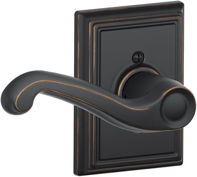 Flair Left Handed Lever with Addison Trim Non-Turning Lock, Aged Bronze (F170 FLA 716 ADD LH)