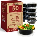 Reli. Meal Prep Bowls w/Lids - 50 Pack (16 oz) | Disposable Bowls with Lids | Microwave/Freezer Safe
