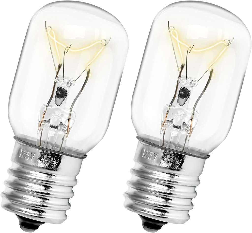 Belleone Microwave Light Bulb - Fits GE, Whirlpool & More - 125V 40W, E17 Base, 2 Pack