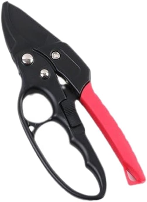 Professional Garden Clippers Ratchet Pruning Shears Gardening Scissors,Weak Hands & Arthritis,Work 3 Times Easier,for Cutting Rose, Flower, Hedge, Stem,Black&Red