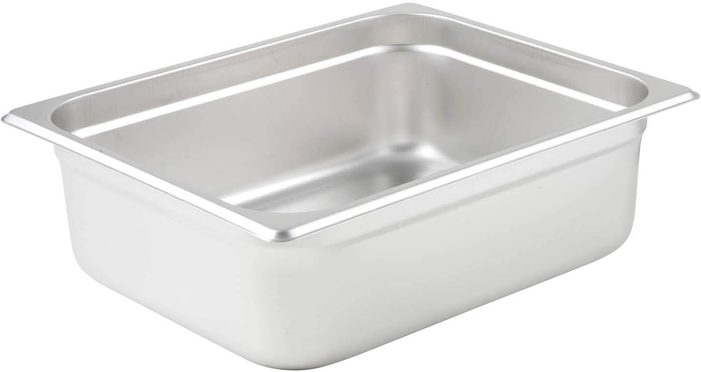 Winco Half Size 4" Deep Metal Food Pan/Steam Table Pan, Anti-Jam, 23 Gauge