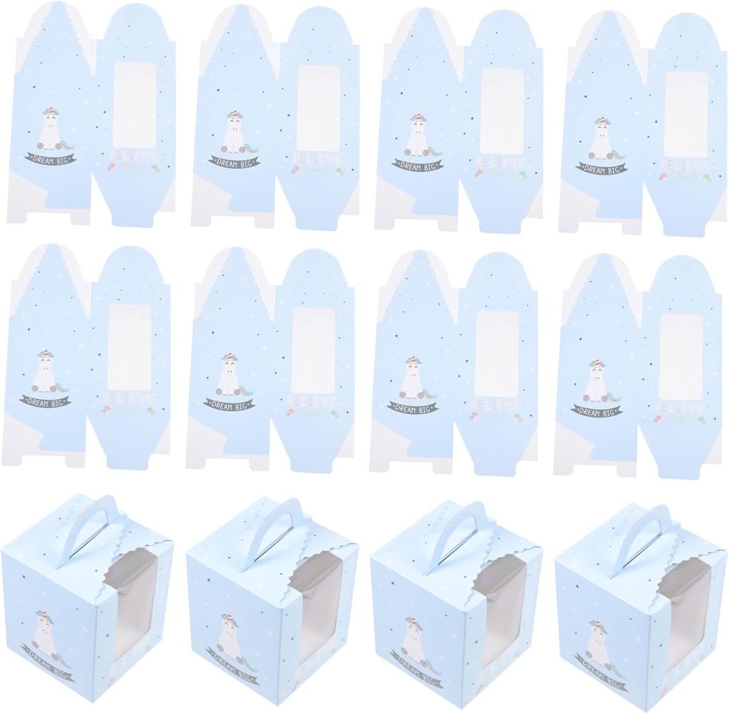 Cabilock 50pcs Pattern Cupcake Boxes Handheld Paper Cake Containers for Muffins Desserts and Treats for Parties Birthdays and Christmas