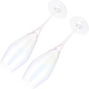 Luxshiny 2pcs Iridescent Wedding Flutes Crystal Goblet Glasses for Bride and Groom Lightweight and Versatile Wine Glasses for Celebrations and Toasting for