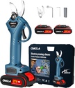 OMOLA Electric Pruning Shears,with 2 PCS Rechargeable 21V 2Ah 2000mA Lithium Battery Powered and 2 Blades，1Inch/25mm Cutting Diameter,6-8 Working Hours…