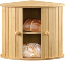 Navaris Wooden Bread Box - Countertop Kitchen Farmhouse Corner Wood Breadbox Container with Sliding Doors - 11.81" x 11.81" x 12.20" (30 x 30 x 31 cm)