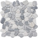 Marble Mosaic Tile for Kitchen Backsplash, Bath Bathroom Floor, Etc, River Rock Collection, Mixed Rounds, 12"X12"X3/8", Tumbled (Sample 5.5"X5.5", MM 9503-Salt & Pepper)