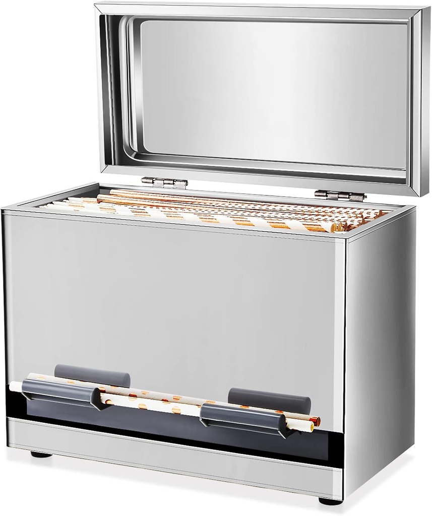 Tessco for you 1 Pc 2 in 1 Stainless Steel Bulk Straw Pencil Dispenser/Pen Holder with Metal Lid Reusable Straw Dispenser for Restaurant Home Bar, Dining Halls, and Fast Food