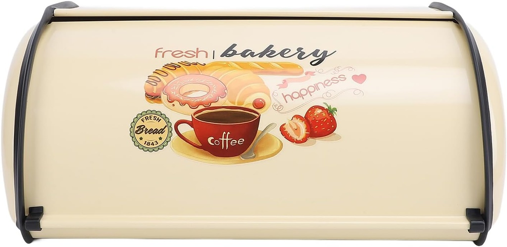 Exquisite Elegant Drum Type Metal Bread Storage Bin, Bread Box for Kitchen, Storage Containers for Bread Cake Doughnut Biscuit (Type 1)