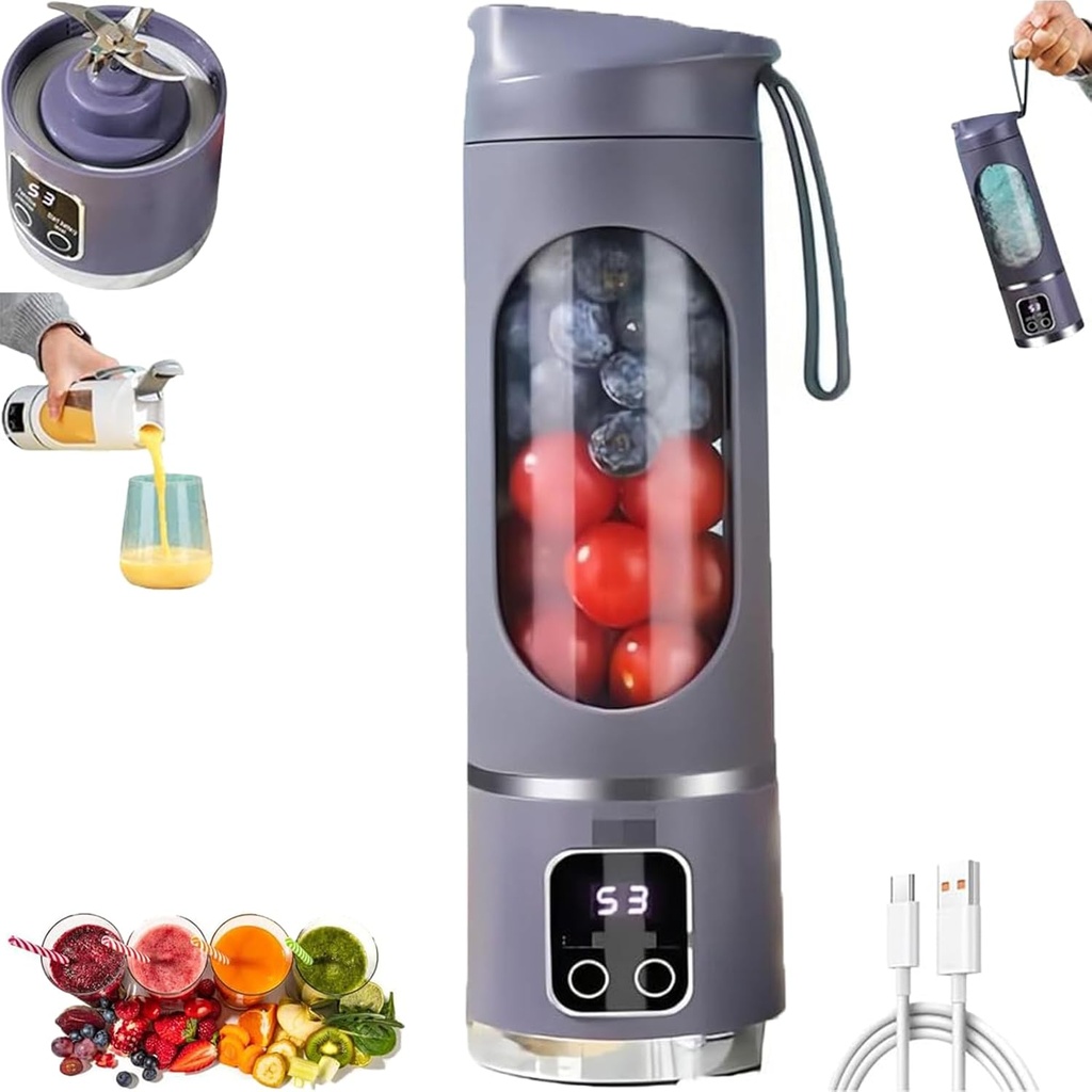 Portable Fruit Cup Blenders,Digital Multimode Juicer Blender - Smart Led Display,Digital Display Juicer, Portable Juicers Shakes And Smoothies For Fresh Juices At Home Or On The Goblender (Purple)