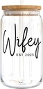 KLUBI Wedding Gift for Bride - Wifey Est 2025 Wifey Cup with Straw and Lid Cool Bridal Shower Gifts for Bride To Be Gifts Bride Gifts Wifey Gifts for Wife Bride Cup Tumbler Mrs Cup Wedding Gifts 2025