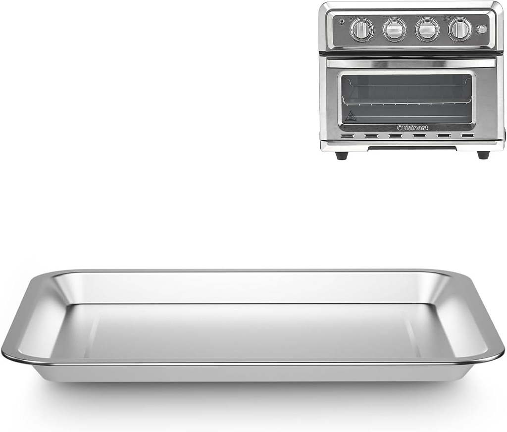 Stainless Steel Baking Tray Pan Compatible with Cuisinart Airfryer TOA-060 and TOA-065,Dishwasher Safe Cuisinart Air Fryer Toaster Oven Replacement Tray 1 Set.