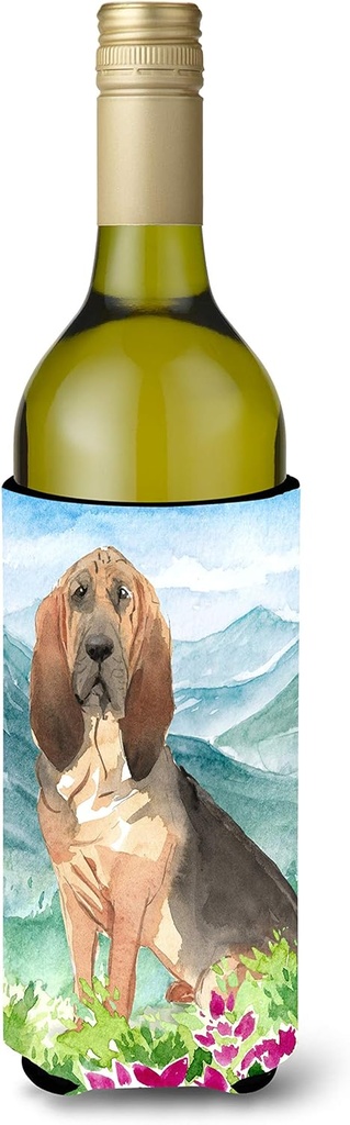 Caroline's Treasures CK2545LITERK Mountain Flowers Bloodhound Wine Bottle Hugger Bottle Cooler Sleeve Hugger Machine Washable Collapsible Insulator Beverage Insulated Holder