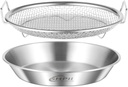 Stainless Steel Mesh Tray Set with Drip Tray, Air Fryer Basket and Tray, Grill Prep Tool, Fruit Serving Tray (8.7 inch)
