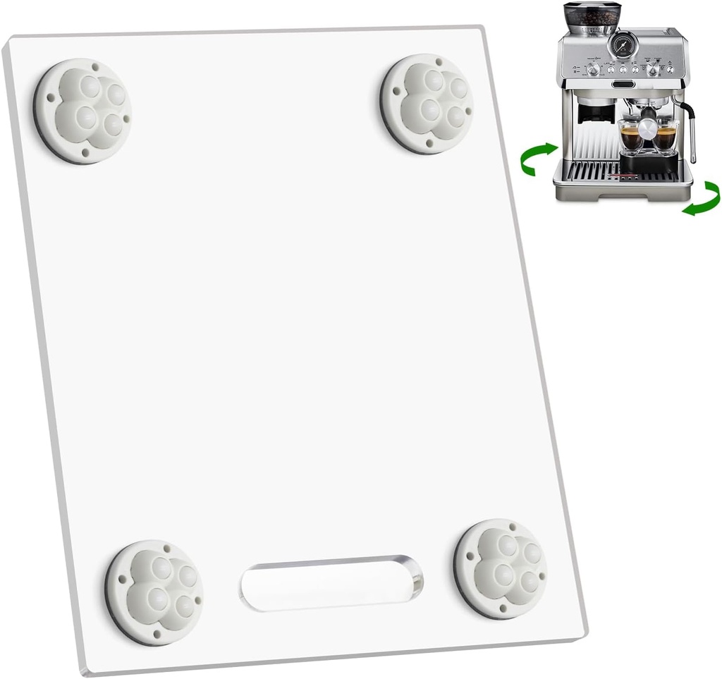 Acrylic Appliance Slider with 360° Rolling Wheels, Sliding Tray for Heavy Kitchen Appliances, Coffee Maker Slider Tray for Counter, Countertop Moving Tray for Kitchen(Large 15.7"×13")