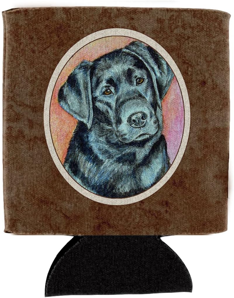 Caroline's Treasures 7177CC Black Labrador Can or Bottle Hugger Cooler Washable Drink Sleeve Collapsible Beverage Insulated Holder, Can Hugger, Multicolor