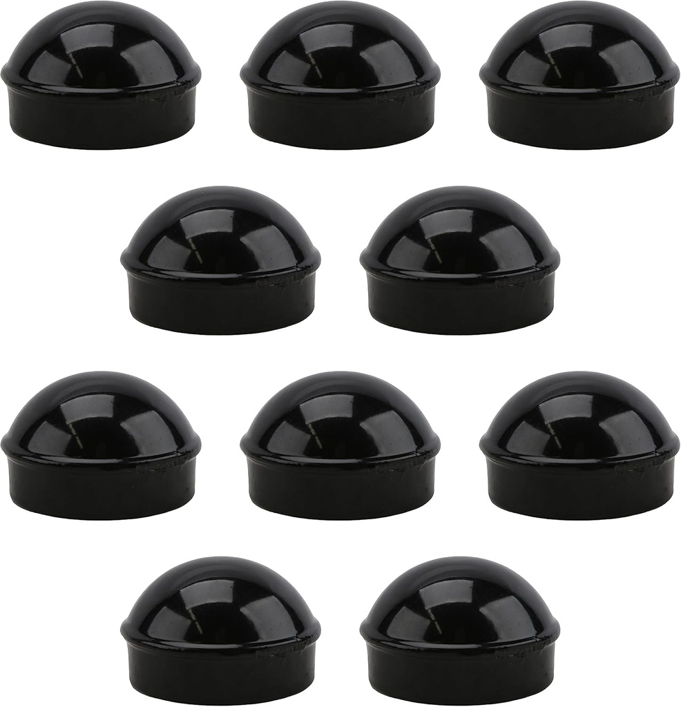 Black Chain Link Fence 1 5/8" Round Dome External Post Caps | Aluminum | Chain Link Caps | (Pack of 10)