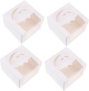 Cabilock 4Pcs White Cake Boxes with Window Food Grade Dessert Packing Containers for Birthday Wedding Party for Bakeries Shops and Home Use