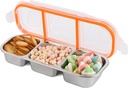 Stainless Steel Snack Containers with Lids, 3 Compartment Leakproof Reusable Snack Box for Nuts, Fruits- Divided Grab & Go Container for School, Office, Travel