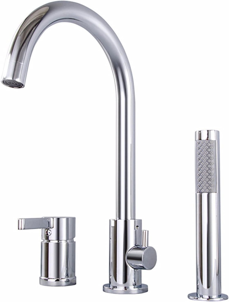 Rotatable Bathtub Faucet, All Copper Split Bathroom Hot and Cold Mixer Tap, Porous Pull-Out Basin Faucet, Three-Piece Shower Faucet Set, Electroplating Process