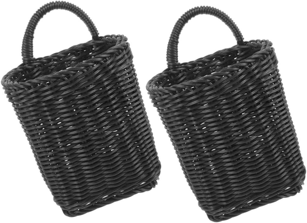 VALICLUD 2Pcs Woven Hanging Basket for Storage Bathroom Organizer Wall Basket Retro Rattan Design Suitable for Kitchen and Bathroom Sturdy Storage Solution