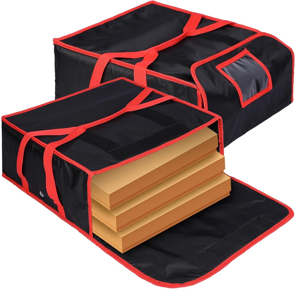 Remerry 2 Pieces Huge Insulated Pizza Delivery Bag 18 x 18 x 8.5 Inches, Heavy Duty Food Delivery Bag for Pizza, Ice Cream and Cake Hot Pizza Carriers for Transport Catering Restaurant