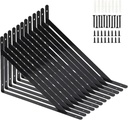 12 Pack L16" x H 10" Heavy Duty Shelf Brackets with Screws Wall Shelf Brackets with 90 Degree Triangle, Black Metal Shelf Brackets, Shelves L Brackets(400x250mm)
