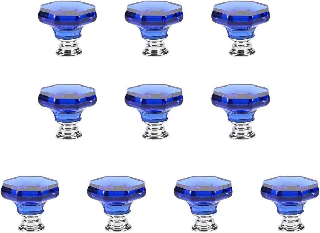 Dixiao 10 Pack Blue Glass Decorative Cabinet Doorknob, Crystal Drawer Pulls, Furniture Knobs, Hardware Pulls (Blue)