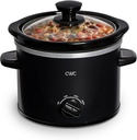 COOK WITH COLOR 2QT Mini Electric Round Slow Cooker - Adjustable Settings, Removable Stoneware Pot, Tempered Glass Lid, Dishwasher Safe, Cool-Touch Side Handles, Black