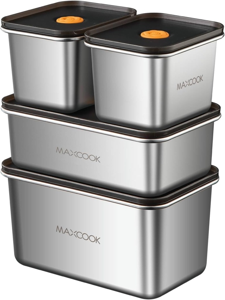 Stainless Steel Food Containers with Lids, 18.6 oz 34oz 50 oz Food Storage Container set, Metal Bento Box,Snack Container set with Lid,Dishwasher Safe (550ml 1000ml 1500ml)