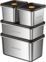 Stainless Steel Food Containers with Lids, 18.6 oz 34oz 50 oz Food Storage Container set, Metal Bento Box,Snack Container set with Lid,Dishwasher Safe (550ml 1000ml 1500ml)