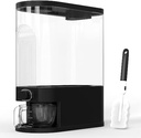 25lb Black Rice Dispenser, Measuring Cup & Sponge. Airtight Grain, Bean & Rice Container. NEW Clear Black Design. Easy To Use Grain Dispensing Storage Container For Kitchen