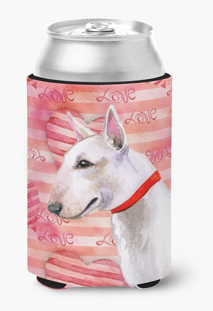 Caroline's Treasures BB9780CC Bull Terrier Love Can or Bottle Hugger, Red Cooler Washable Drink Sleeve Collapsible Beverage Insulated Holder, Can Hugger, Multicolor