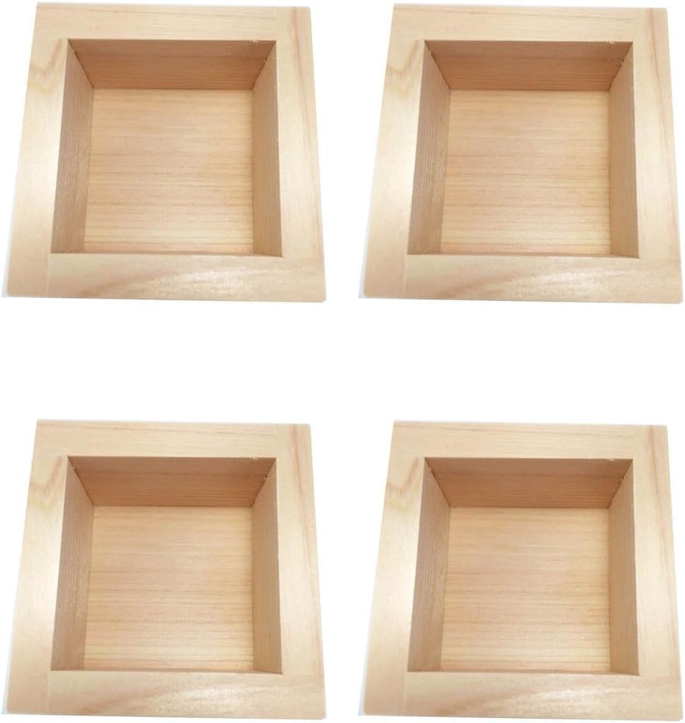 JapanBargain 2729, Japanese Sake Cups Wooden Masu Hinoki Wook, Fuku-Happiness Engraved, Made in Japan, 4 oz, Pack of 4