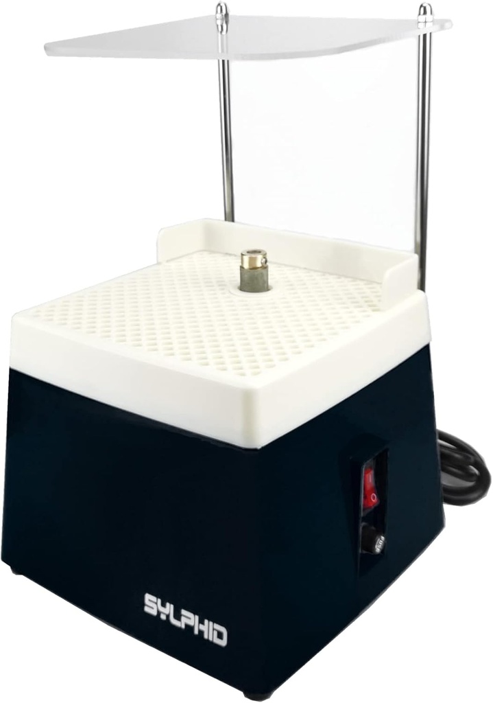 SYLPHID Portable Mini Glass Grinder 110V Stained Grinder Machine for Diamond Ceramic Shell Art DIY, Free 5/8'' Grinder Bits Included (With Baffle/Black)