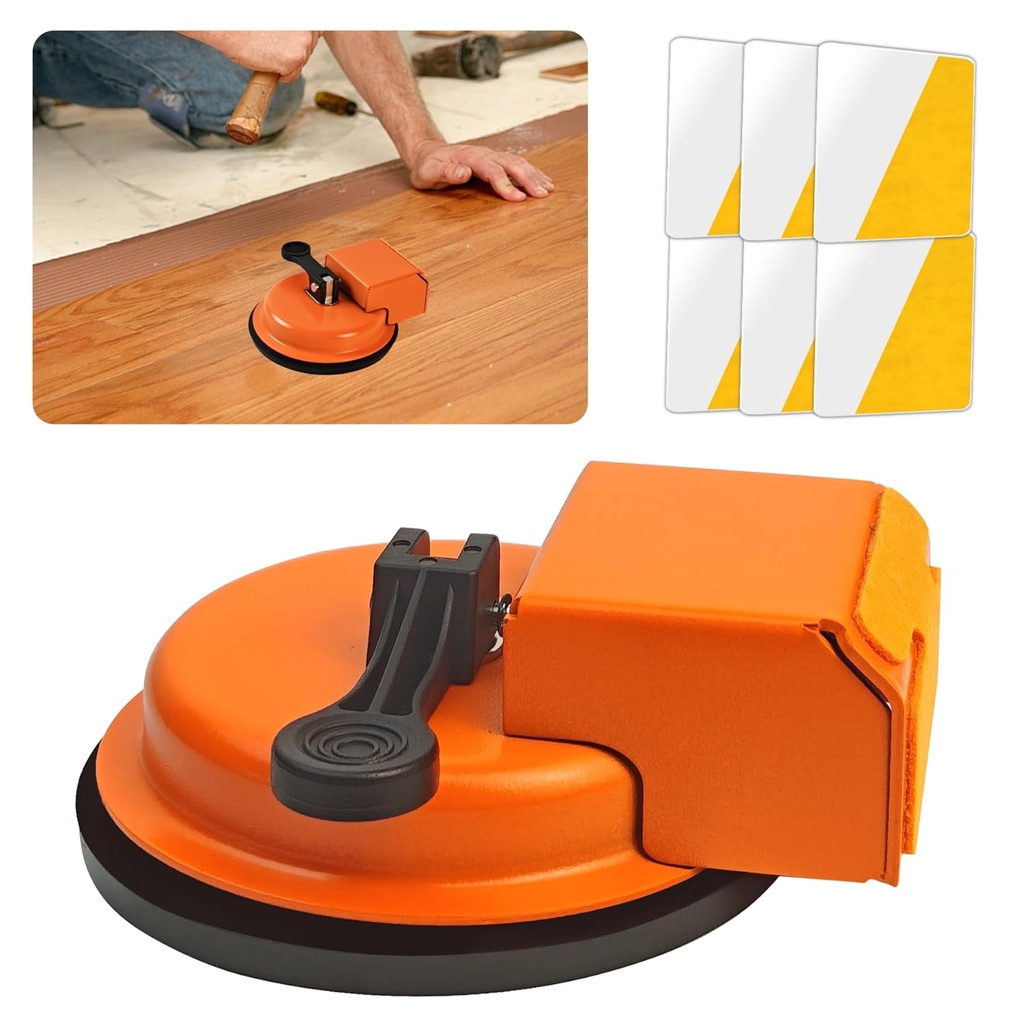 Floor Gap Fixer Tool with Vacuum Suction Cup & 6 PCS Sticky Pads, Heavy Duty Plank Grabber for Laminate Vinyl Flooring Gap Repair, Wood Flooring Installation Kit for Filling Floor Gaps