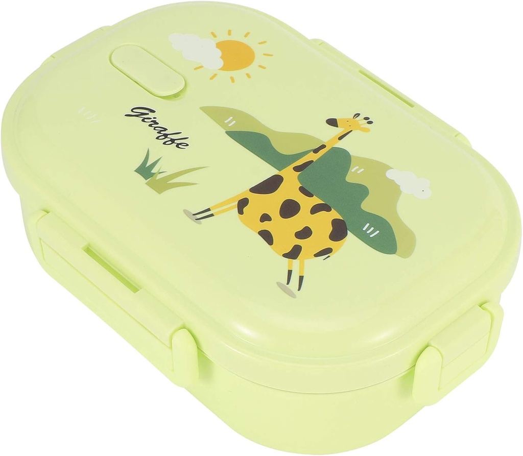 Hztyyier Insulated Lunch Box Separate Insulation with Liner Stainless Steel for Leak Proof Container Boxes (Solid color green - giraffe)
