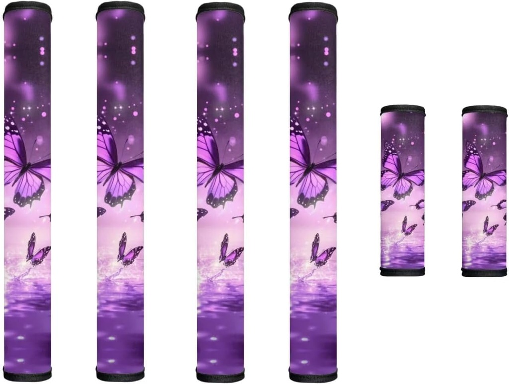 Purple Butterfly Refrigerator Door Handle Covers Set of 6, Antiskid Protector for Fridge Oven Dishwasher Keep Your Kitchen Appliance Clean from Smudges, Food Stains,Spring Summer Home Decor