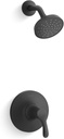 KOHLER TS27392-4G-BL Simplice Rite-Temp Shower Trim Set with Single-Function Showerhead 1.75 GPM, Includes Faceplace with Level Handle and Shower Arm and Flange, Matte Black