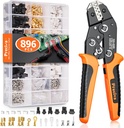 Preciva 5-in-1 Wire Crimper Tool Kit, for AWG 28-16 Dupont & Spade Connectors, with 896 pcs Terminals (616 Dupont Connectors + 280 Spade & Ring Terminals), Fits Deutsch, JST, Molex Automotive Wiring