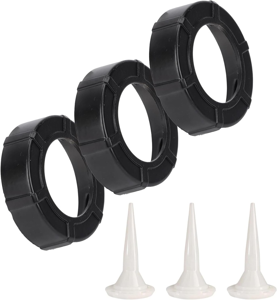 Sausage Caulking Gun Front Cap, Durable Sausage Caulk Gun Aluminum Front Cover with Cone Nozzles(Black-3 Pack)