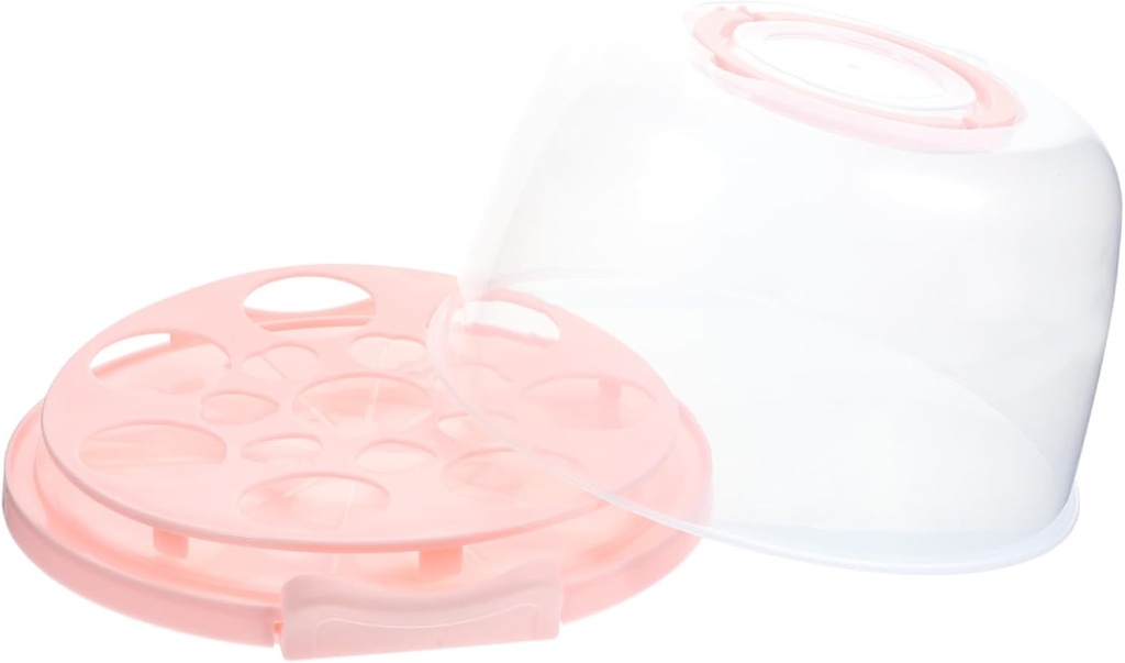 SECFOU 1set Portable Cake Storage Carrier with Handle Transparent Dessert Container for Birthday Cakes Pies and for Outdoor Events and Parties