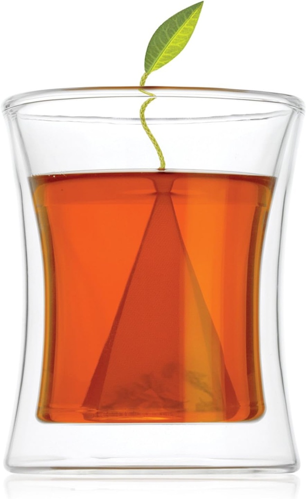 Tea Forte Poom Double Wall Glass 10 ounce Tea Cup for Hot or Iced Tea