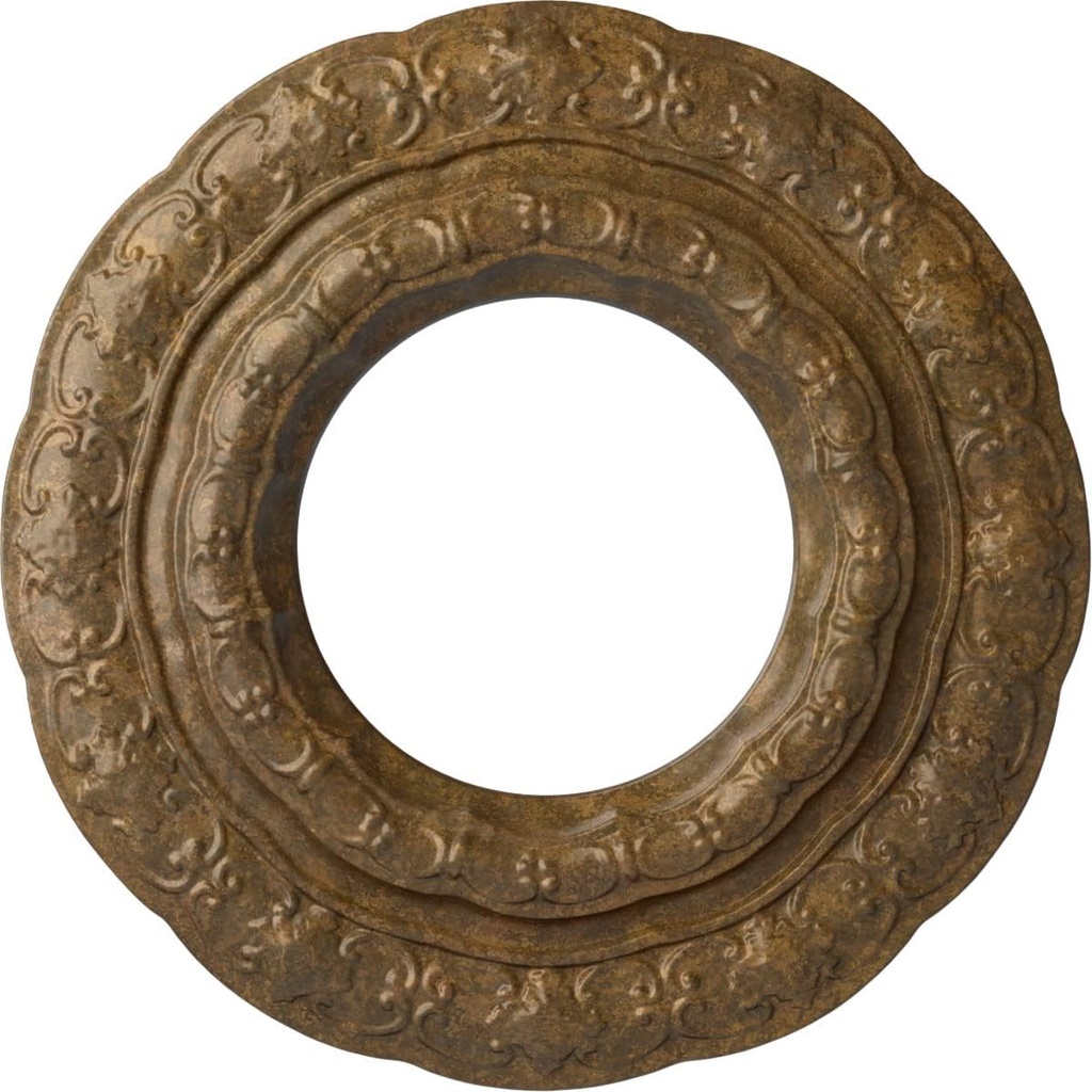 Ekena Millwork 15 3/8"OD x 7"ID x 1"P Lisbon Ceiling Medallion Fits Canopies up to 7" Ceiling Medallion, Rubbed Bronze