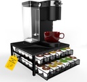 Coffee Bar Organizer for Countertop, K Cup Holder, K Cup Drawer Organizer, Coffee Station Accessories, upto 72 Keurig Coffee Pod Holders for Counter Small Space, Kpod Kcup Storage, Mat Included