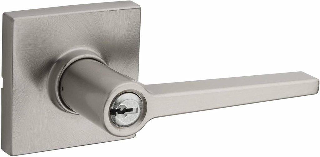 Kwikset Safelock SL6000DALSQT-15 Daylon Lever with Square Rose Push Button Entry Lock with RCAL Latch and RCS Strike Satin Nickel Finish