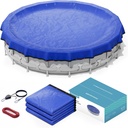 POOLHACKER 2025 Upgrade 24 ft Round Winter Pool Cover - 24ft Round Above Ground, 4 Foot Overlap Extra Thick 420D Pool Cover with Pulley and Cable